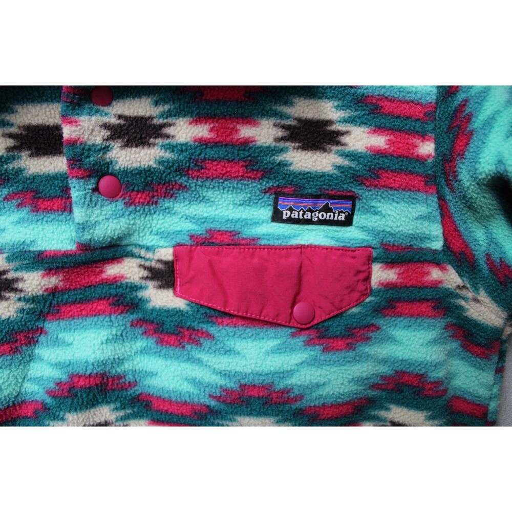 Patagonia Synchilla womens Aztec turquoise/pink fleece pullover M - Picture 3 of 10